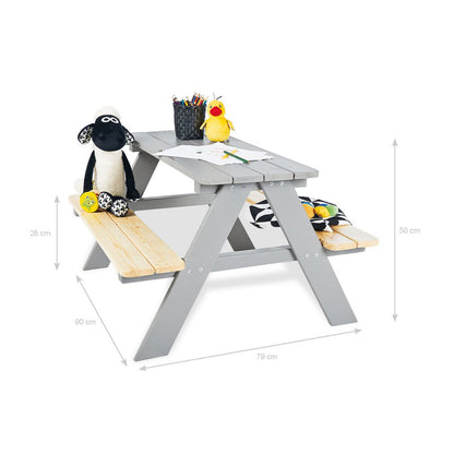 Kinderpicknicktafel Nicki für 4, grijs