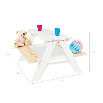 Kinderpicknicktafel Nicki für 4, wit