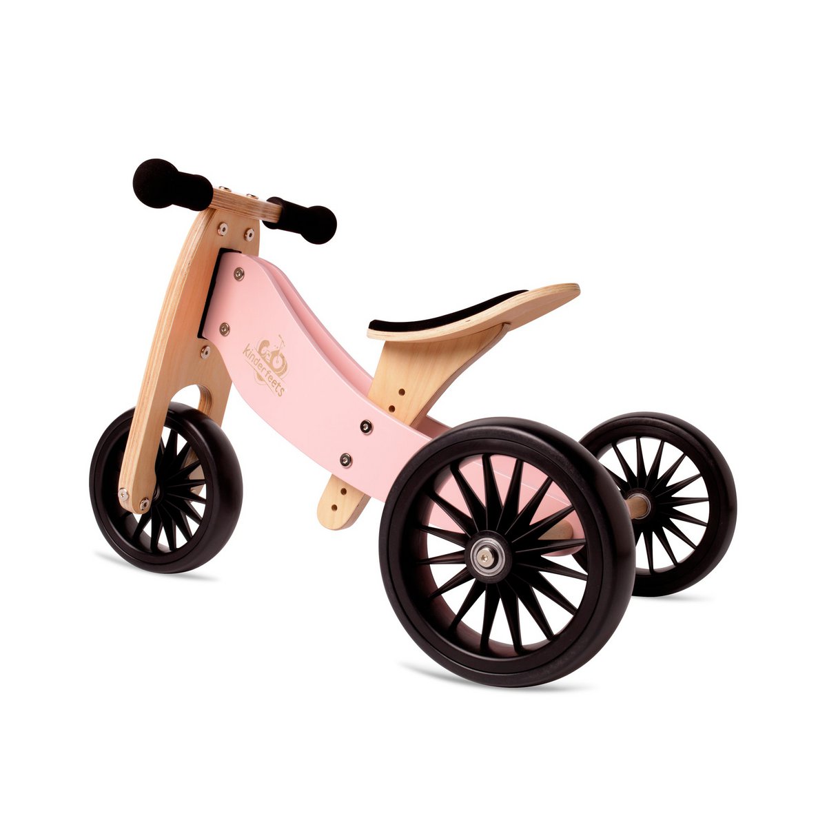 Kinderfeets 2-in-1 houten loopfiets &amp; driewieler Tiny Tot Plus - Rose