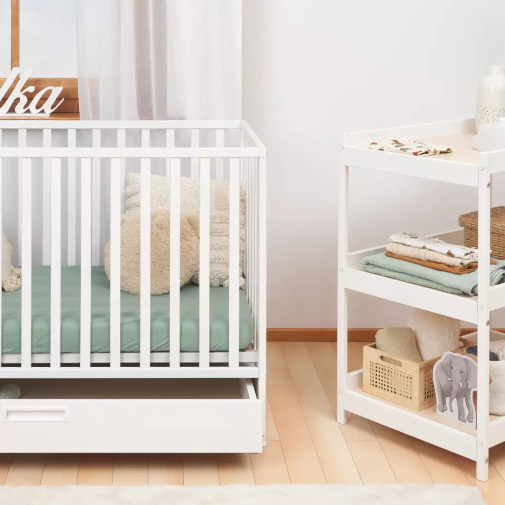 ATB LUX lit bébé 120 × 60 cm avec tiroir et roulettes – blanc – vue supplémentaire 3