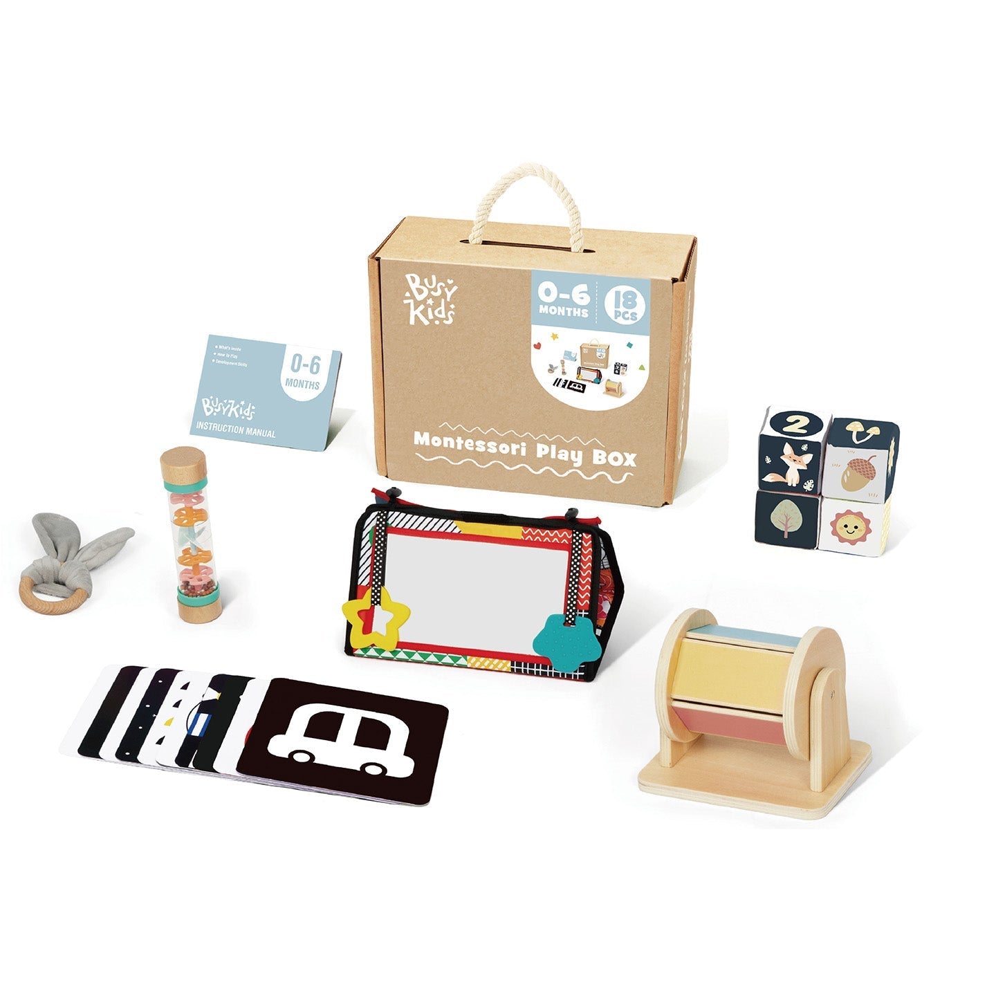 montessori box voor kinderen van 0 tot 6 maanden