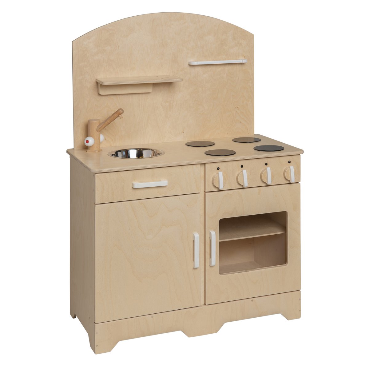 Van Dijk Toys houten speelgoed keuken / keukentje - Naturel met wit (Kinderopvang kwaliteit)