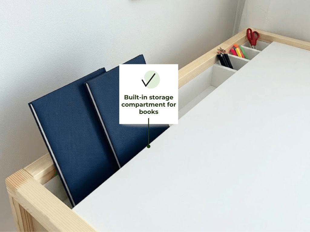 Detail opbergplank STOLLY Montessori bureau