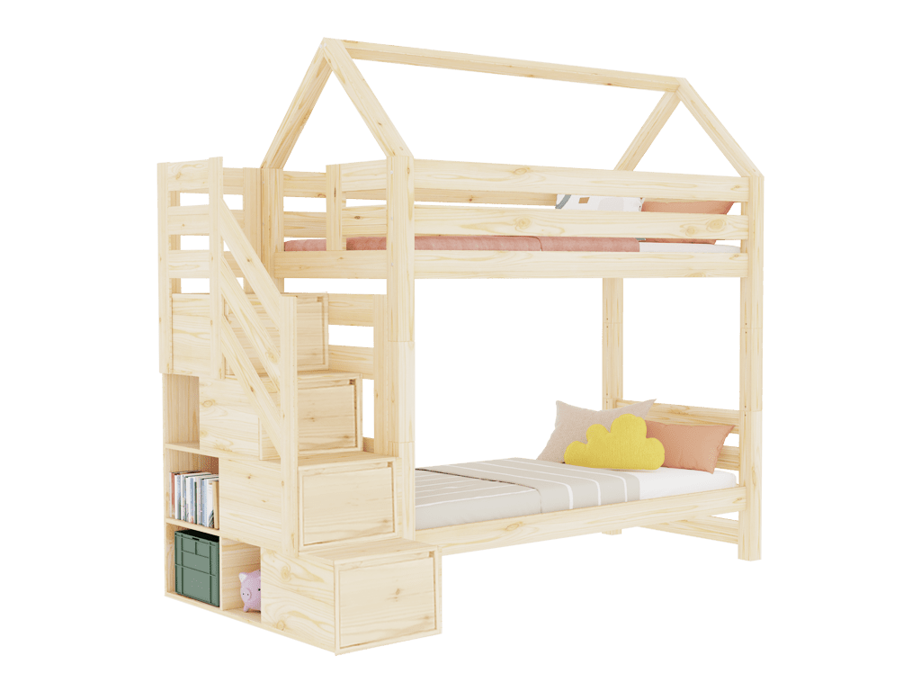 Benlemi ALPY stapelbed met opbergtrap aan de zijkant