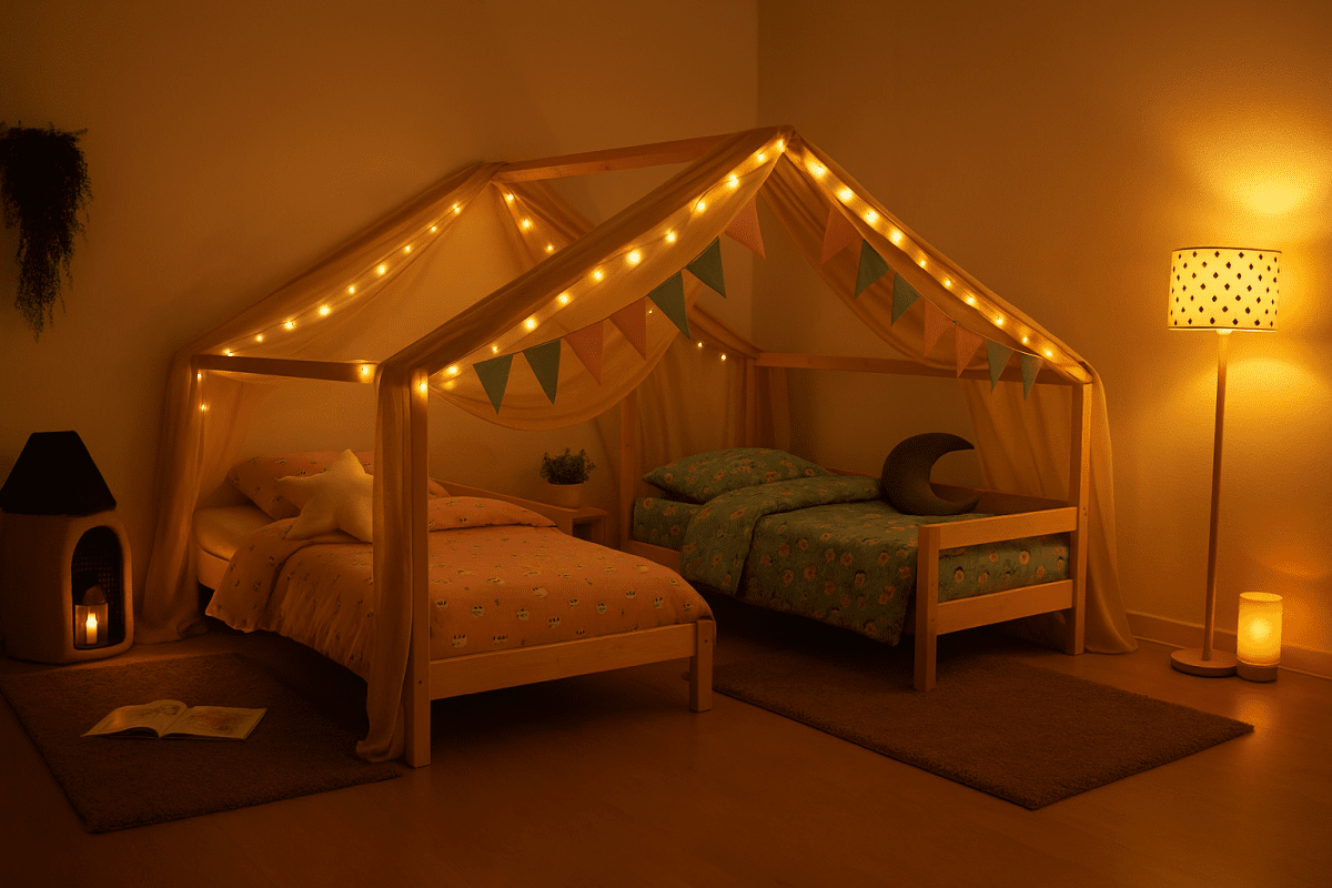 houten huisbed voor twee kinderen