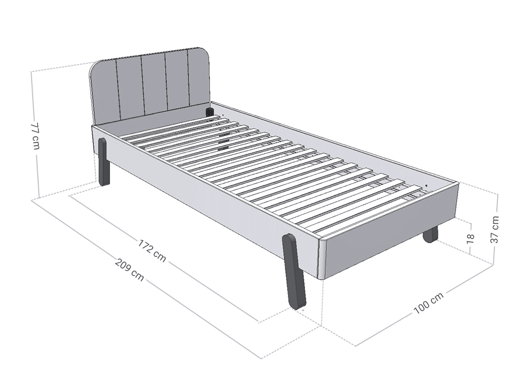 Kinderbed Nova - 90x200 - rechthoekig hoofdbord - 