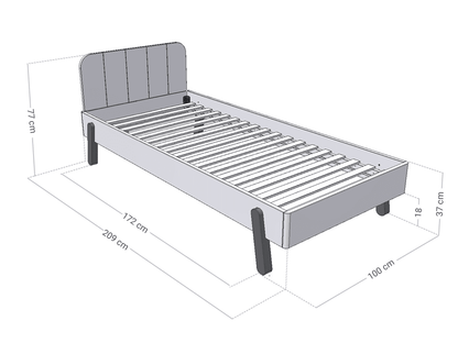 Kinderbed Nova - 90x200 - rechthoekig hoofdbord - 
