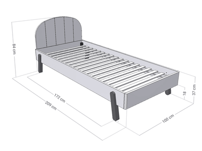 Kinderbed Nova - 90x200 - rond hoofdbord - 
