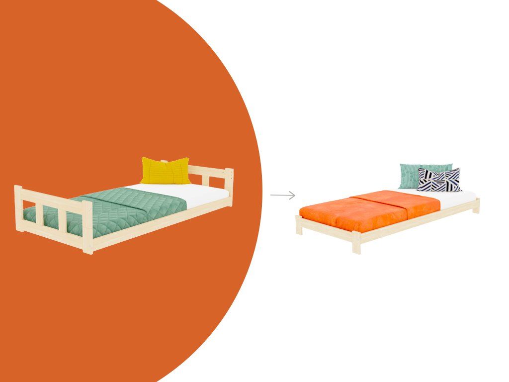 Benlemi FENCE laag kinderbed met twee hoofdborden 90x200