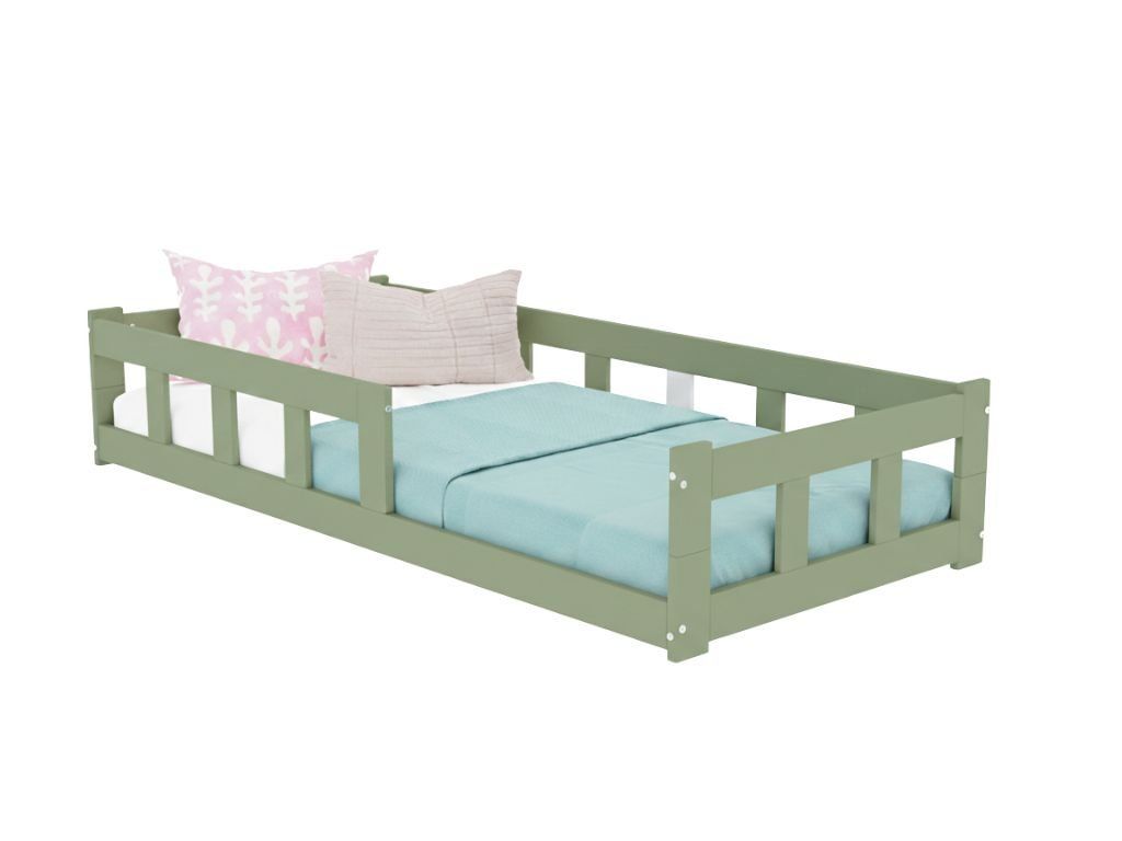 Linkeropstelling Benlemi FENCE laag kinderbed met twee bedranden