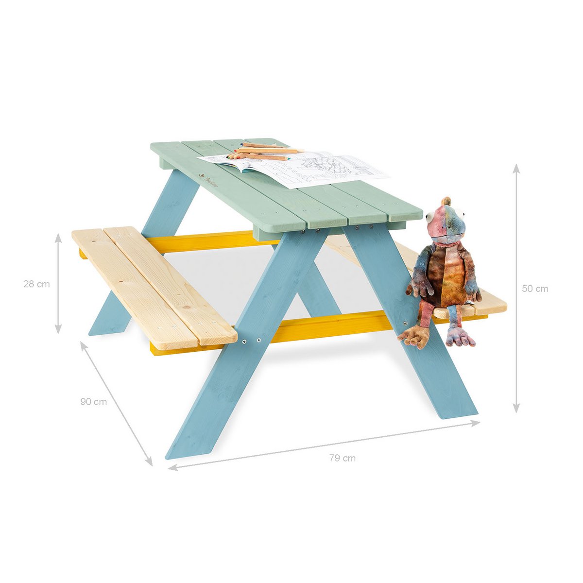 Kinderpicknicktafel Nicki für 4, veelkleurig
