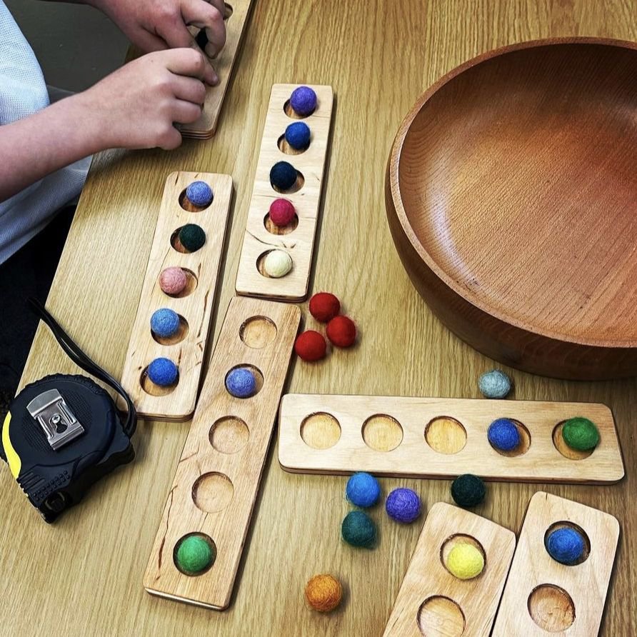 Cosy houten telframes educatief speelgoed viltbal set van 5