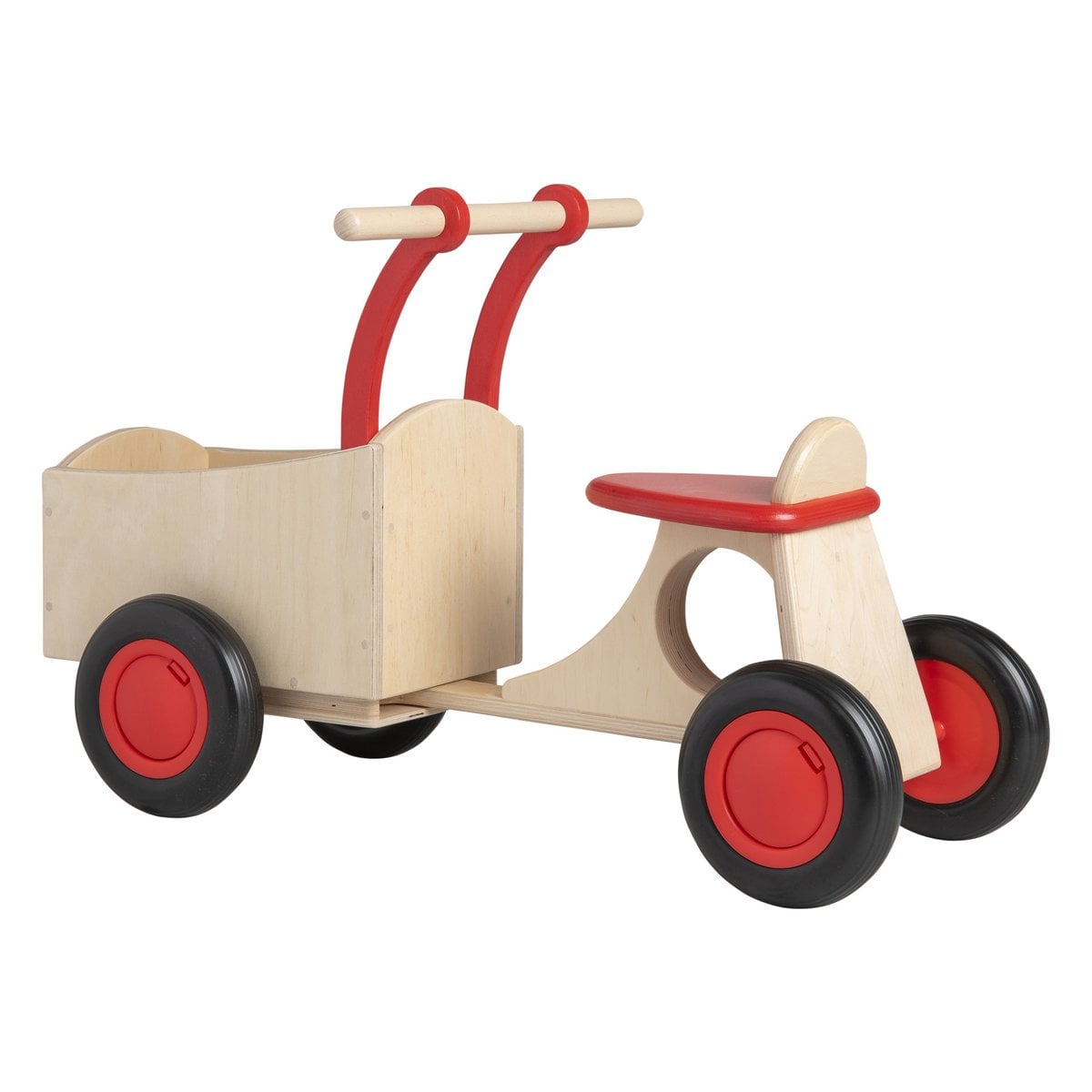 Van Dijk Toys houten kinder loop bakfiets vanaf 1 jaar - Rood (Kinderopvang kwaliteit)
