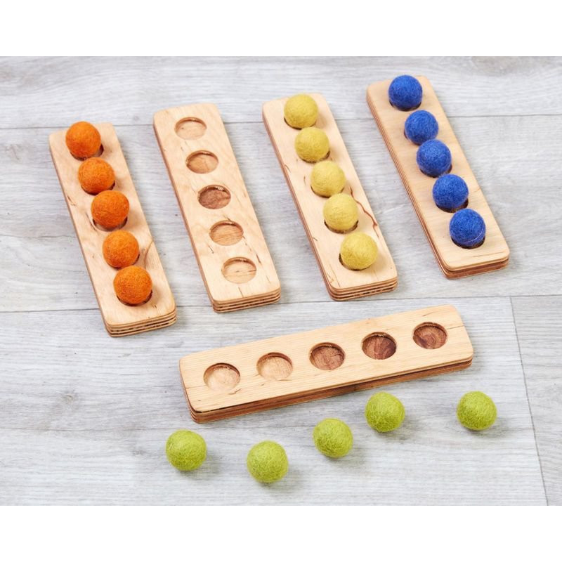 Cosy houten telframes educatief speelgoed viltbal set van 5