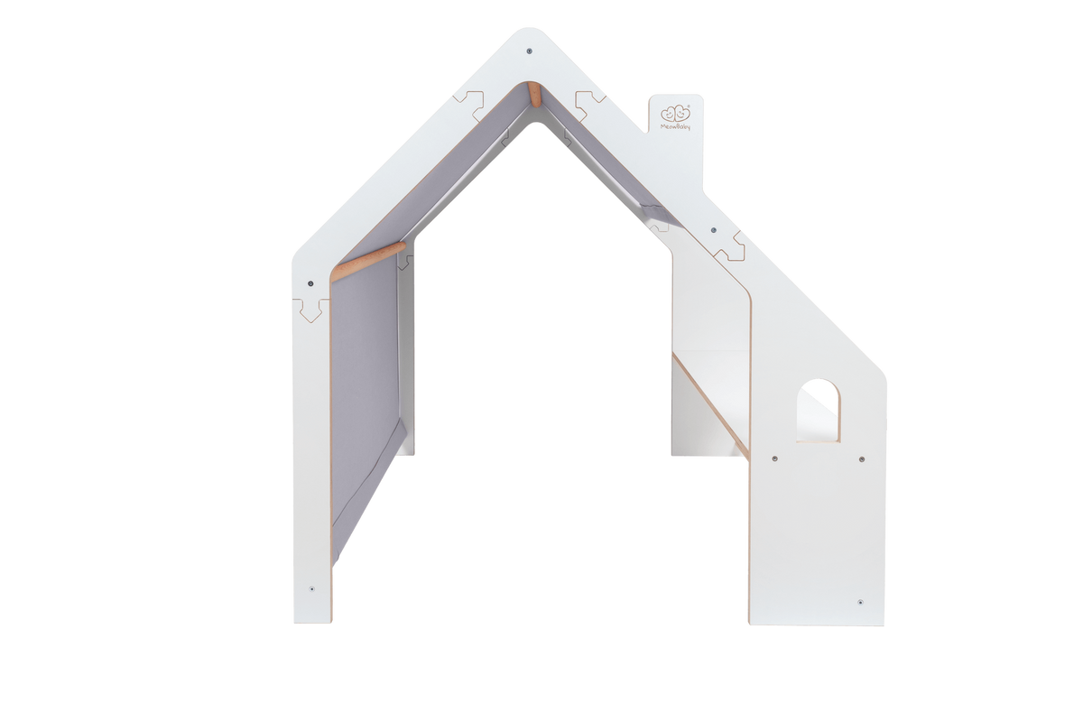 houten speelhuisje wit met blauw dak voor kinderkamer, aanvullende productfoto 3