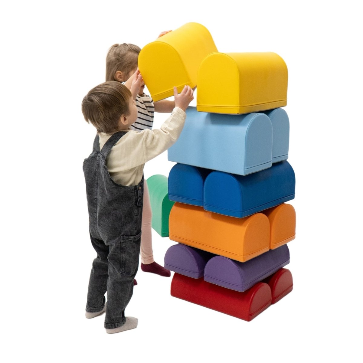 soft play set met modulaire foamblokken voor baby's peuters en kleuters