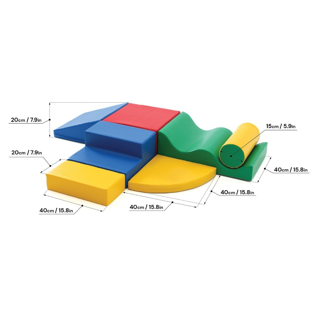 soft play set met modulaire foamblokken voor baby's peuters en kleuters