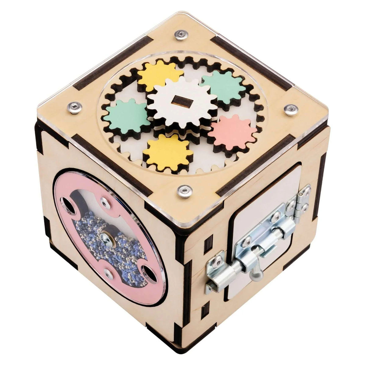 Ensemble BusyKids – Maisonnette Busy Board blanc/pastel avec cube créatif