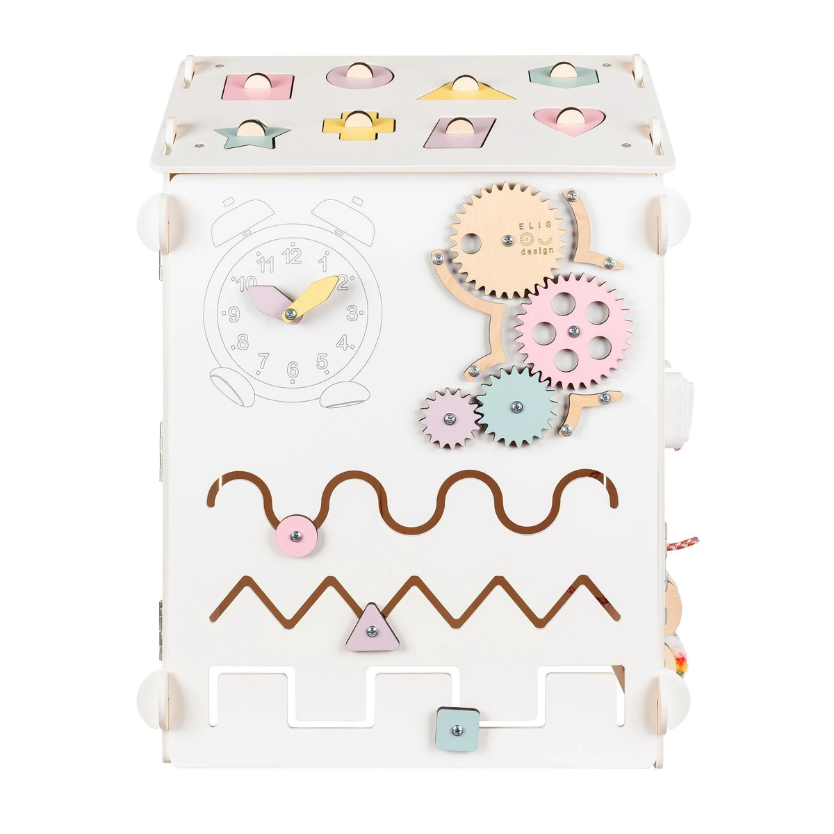 Ensemble BusyKids – Maisonnette Busy Board blanc/pastel avec cube créatif