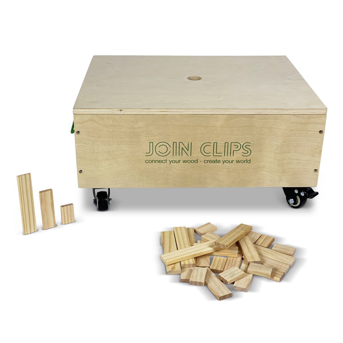 JOIN CLIPS 500 Pro-bouwplankjes — houten kist op wielen-