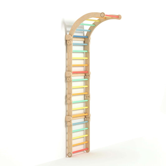 houten klimrek in regenboogkleuren voor kinderen van 1 tot 5 jaar