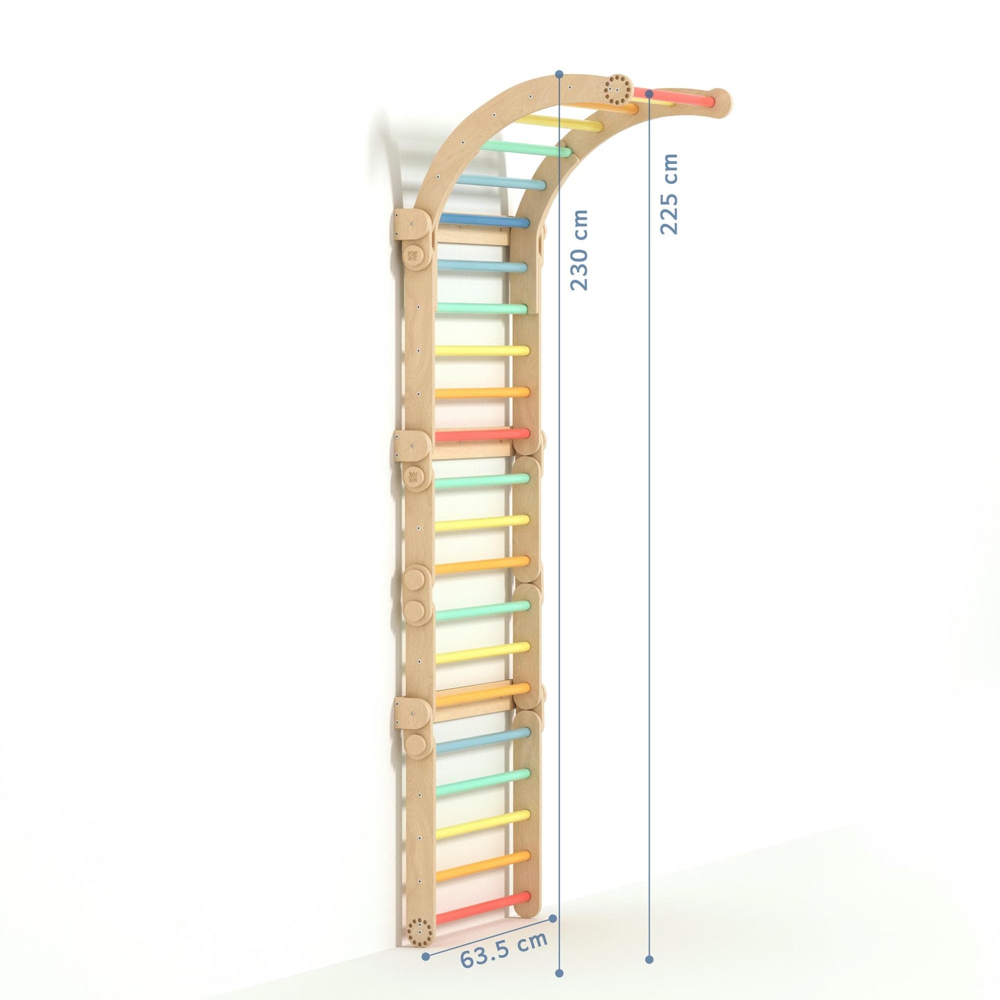 houten klimrek in regenboogkleuren voor kinderen van 1 tot 5 jaar
