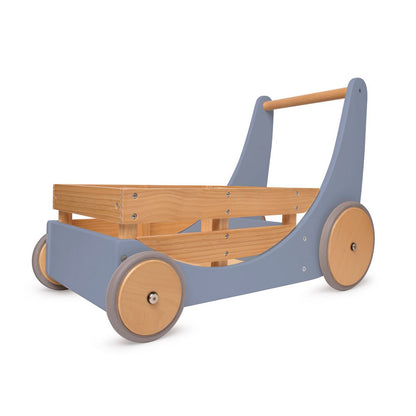 2-in-1 houten loopwagen met opbergkar