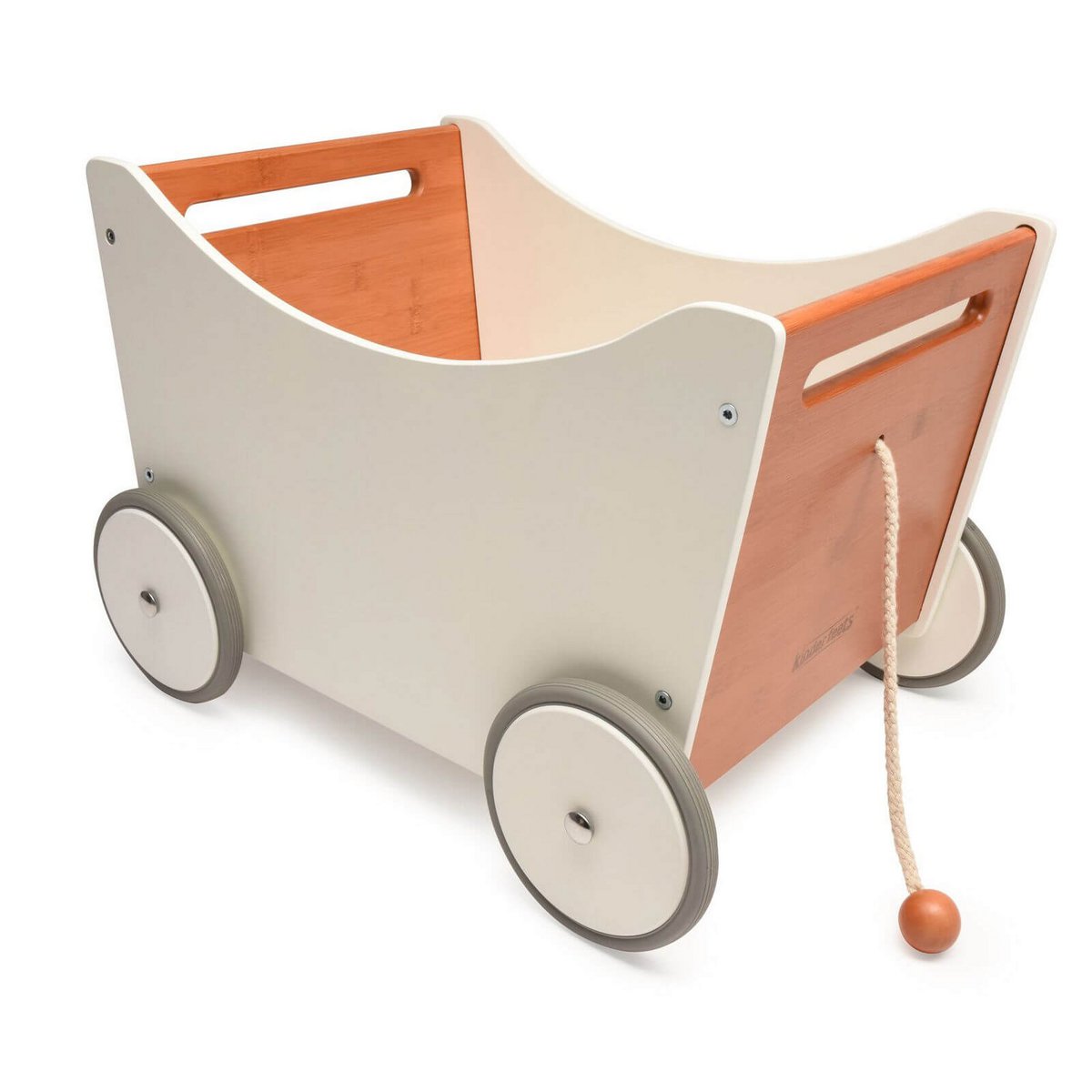 2-in-1 houten speelgoedbox met loopwagenfunctie
