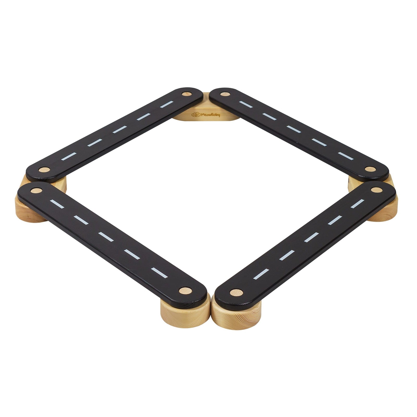 MeowBaby houten sensorisch balanspad met 4 elementen in zwart