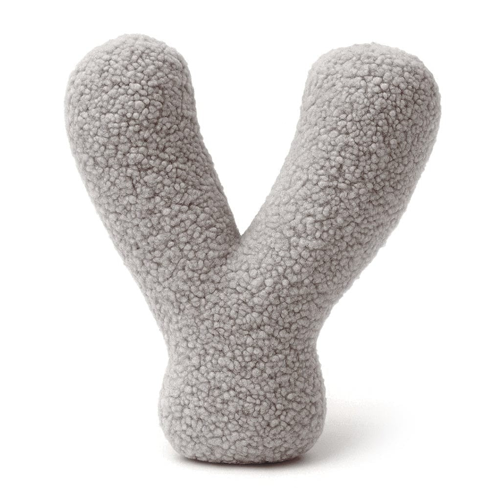 Bearly-letterkussen in de vorm van letter Y, lichtgrijs van MeowBaby