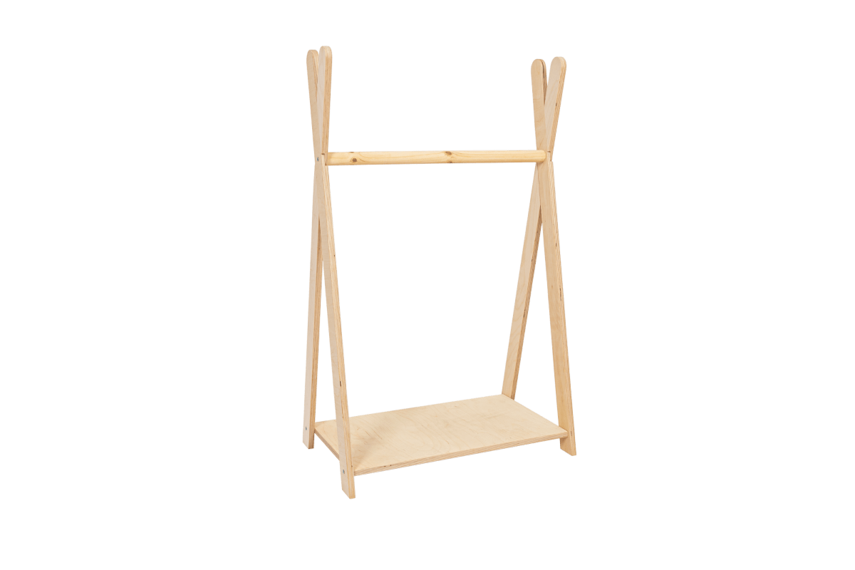 houten kinderkledingrek tipi wit klein op kindhoogte, aanvullende productfoto 2