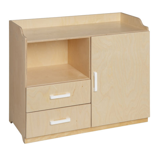 houten poppencommode voor rollenspel in wit