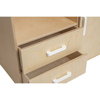 houten poppencommode voor rollenspel in wit