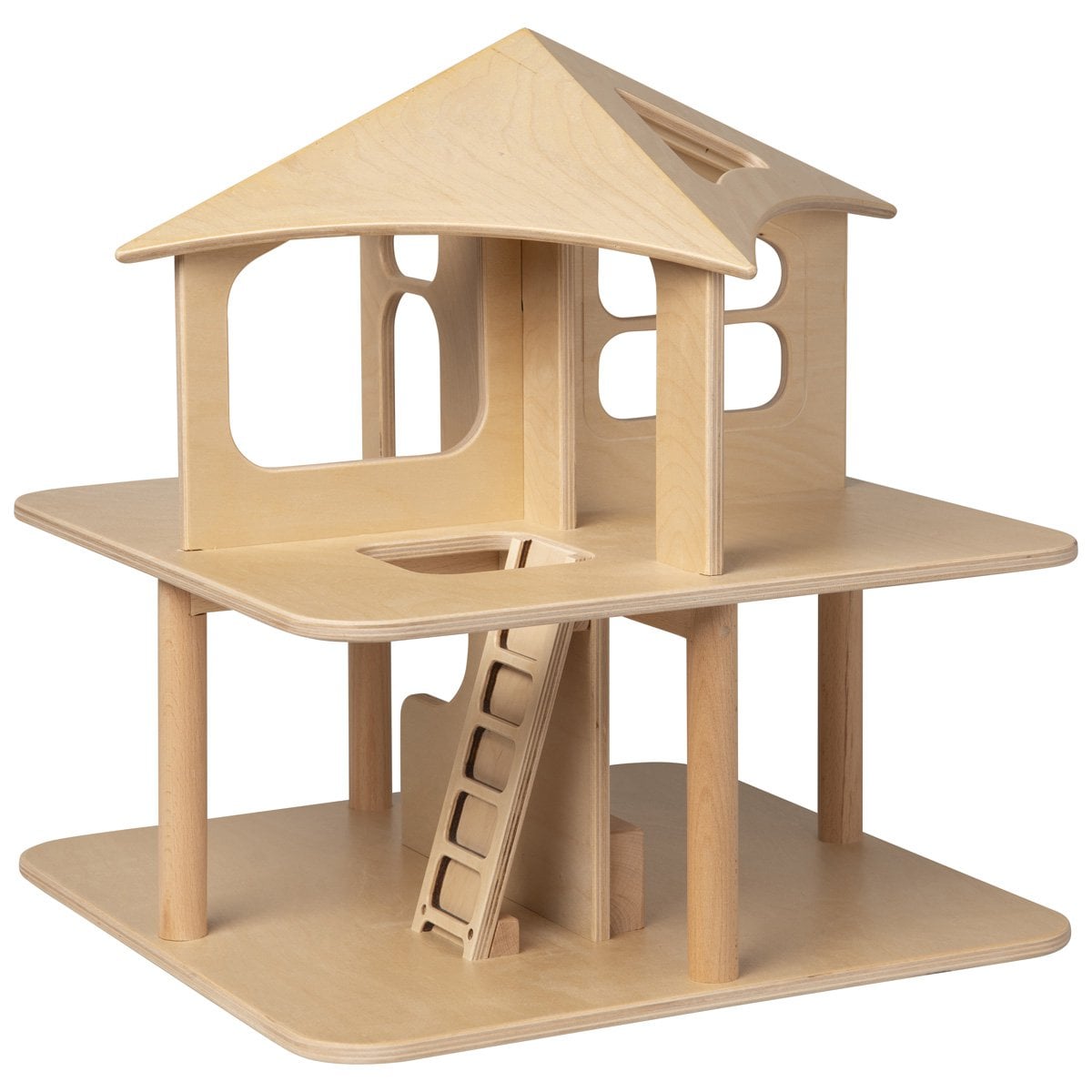 Van Dijk Toys houten poppenhuis — vier open zijden-