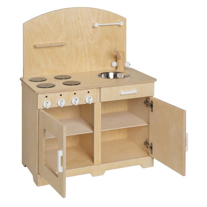 houten speelkeuken voor rollenspel voor peuters