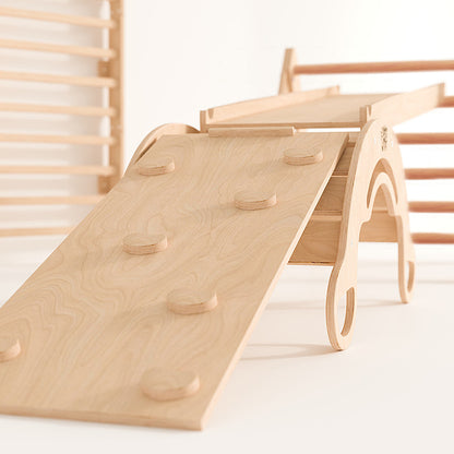 BusyKids Pikler groot set – driehoek, 2 planken & balanswip – regenboog