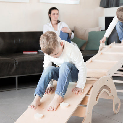 BusyKids Pikler groot set – driehoek, 2 planken & balanswip – regenboog