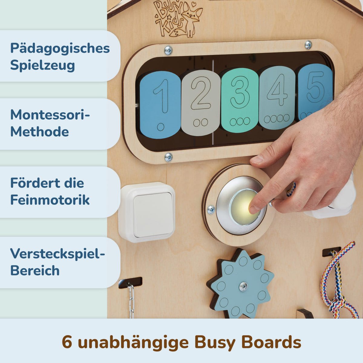 Maisonnette BusyKids Busy Board – naturel menthe, édition limitée