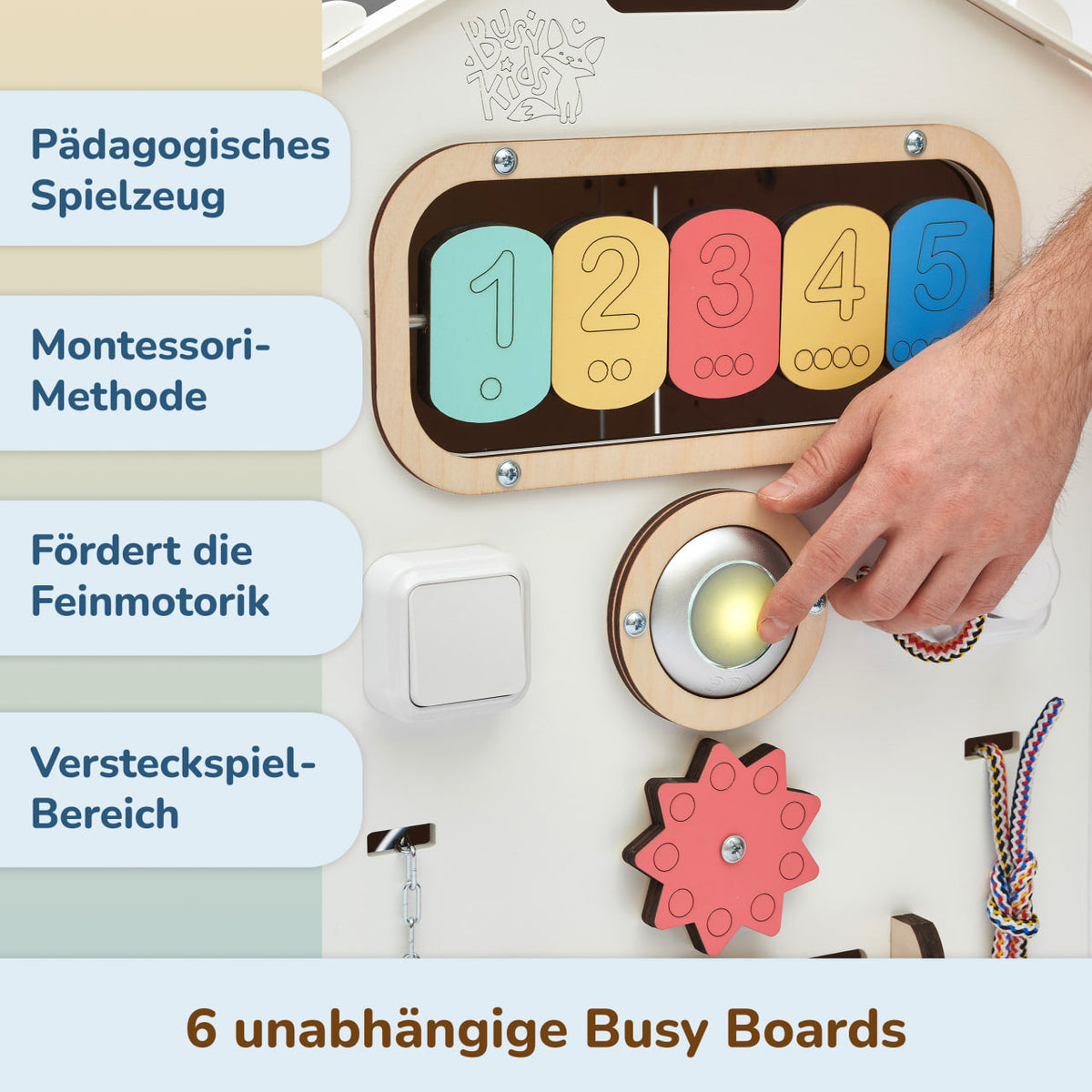 Maisonnette sensorielle BusyKids Busy Board – blanc