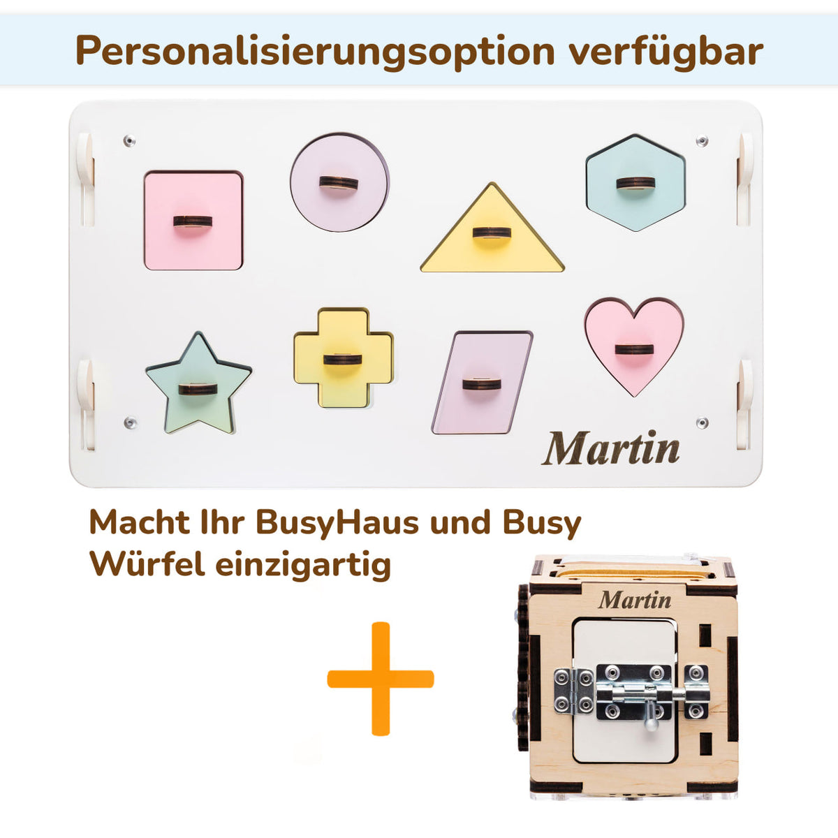 Ensemble BusyKids – Maisonnette Busy Board blanc/pastel avec cube créatif
