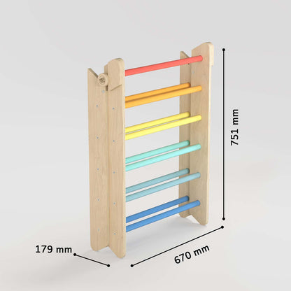 BusyKids Pikler set – driehoek, plank & balanswip – regenboog
