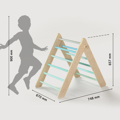 BusyKids Pikler groot set – driehoek, 2 planken & balanswip – regenboog