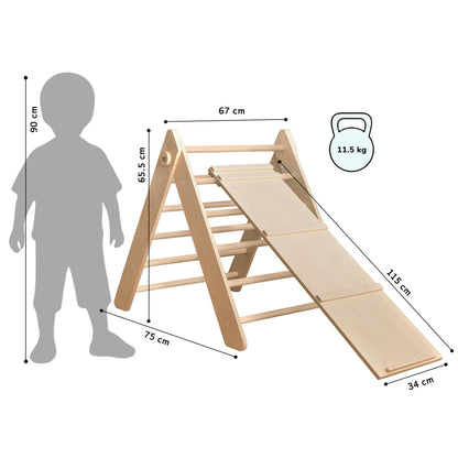 BusyKids Pikler klimdriehoek met plank – regenboog