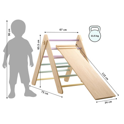 BusyKids Pikler klimdriehoek met plank – regenboog