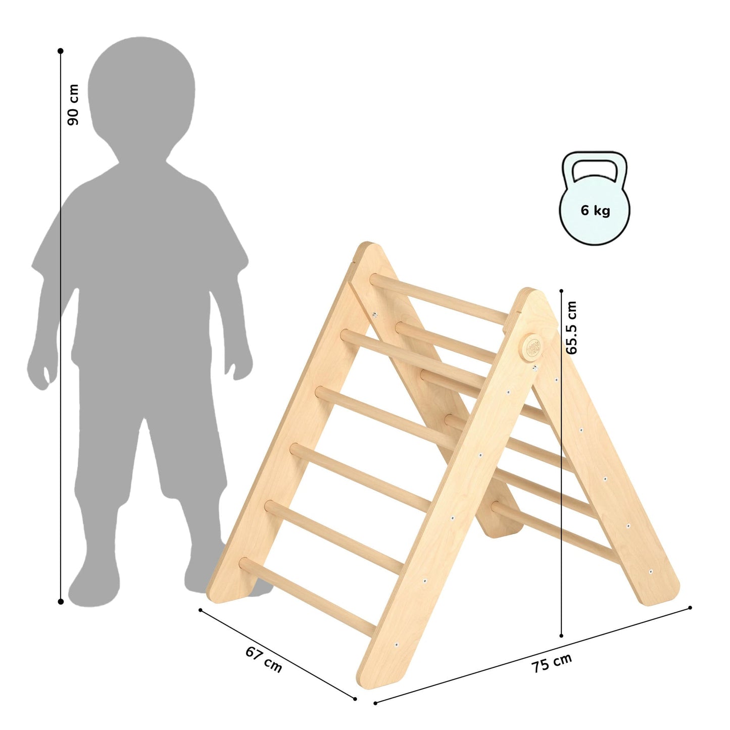 BusyKids Pikler klimdriehoek met plank – regenboog
