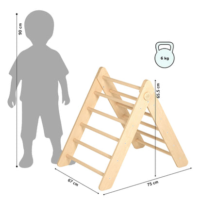 BusyKids Pikler klimdriehoek met plank – regenboog
