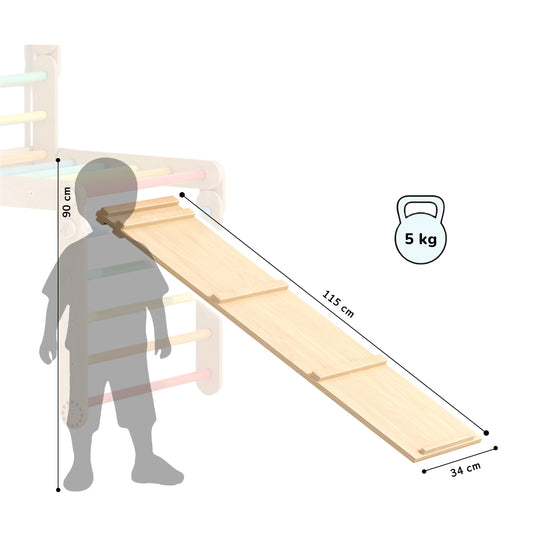 houten glij- en klimplank voor een Pikler klimdriehoek