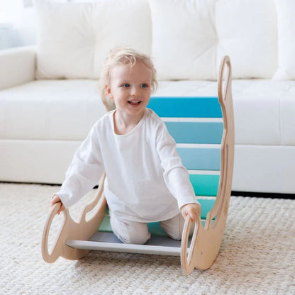 BusyKids Pikler set – driehoek, plank & balanswip – regenboog
