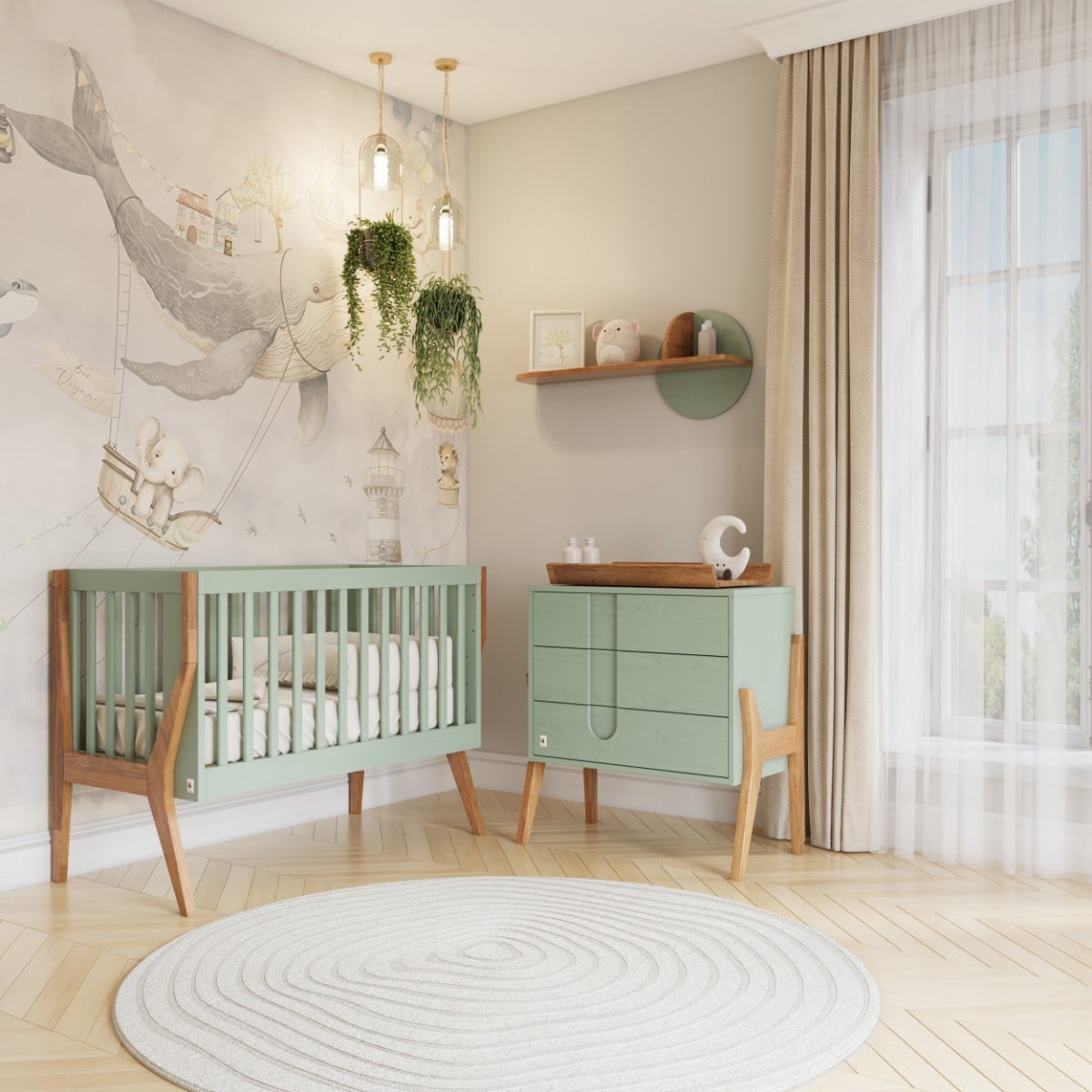 YappyIcon commode in saliegroen met eiken
