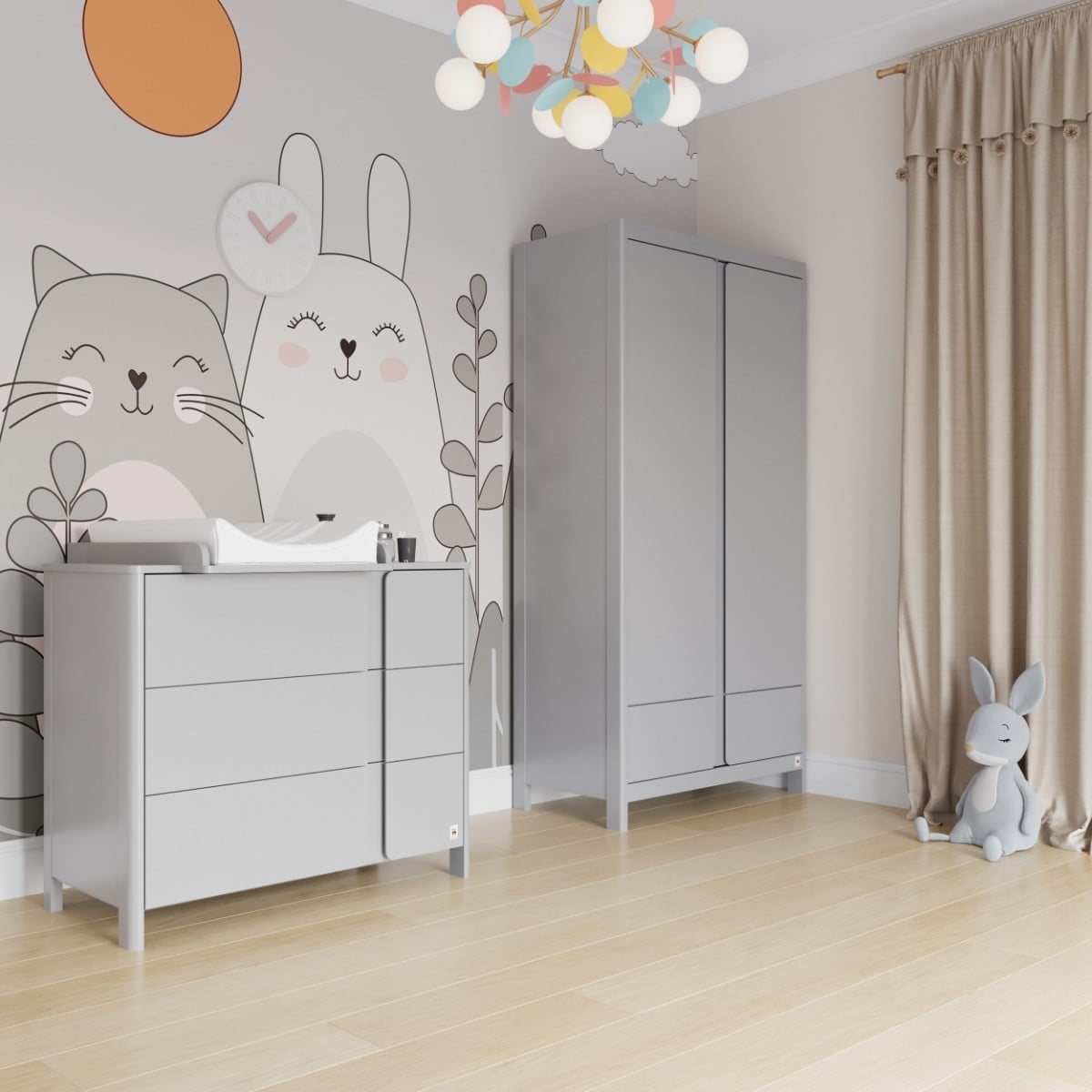 YappyClassic commode en kledingkast in lichtgrijs